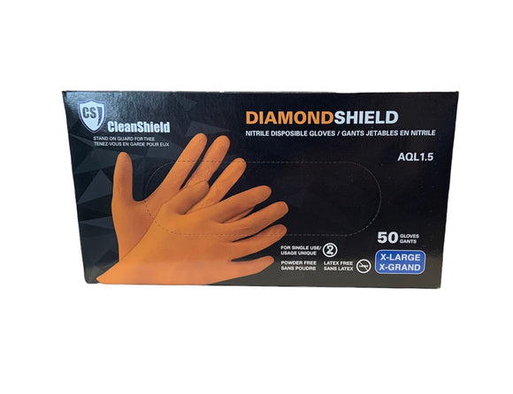 Orange Nitrile Gloves - Diamond Grip - 8mil